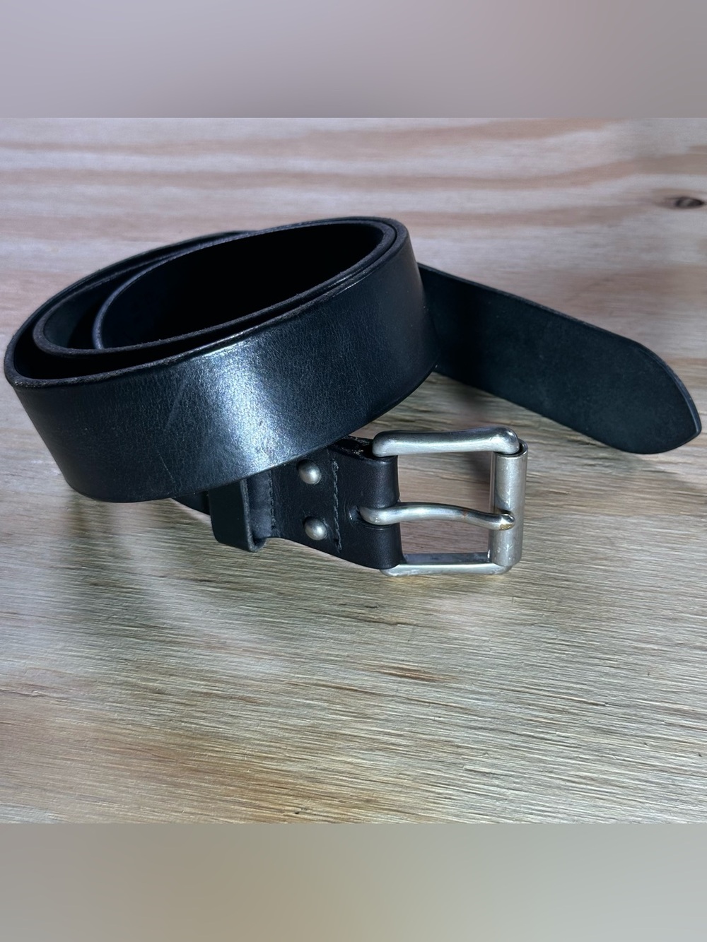 Red Wing Heritage Black Leather Belt Size 38 Solid Brass Buckle USA